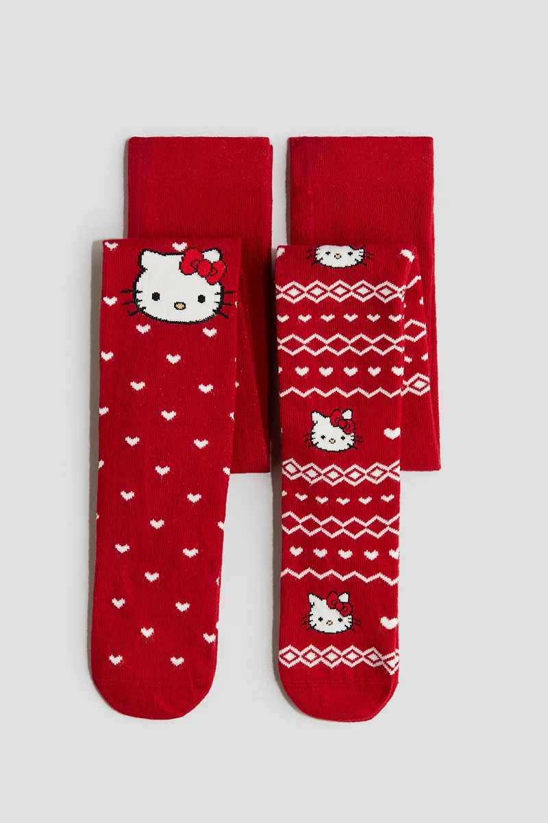 Lot de 2 collants en tricot jacquard