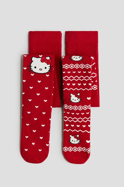 Lot de 2 collants en tricot jacquard