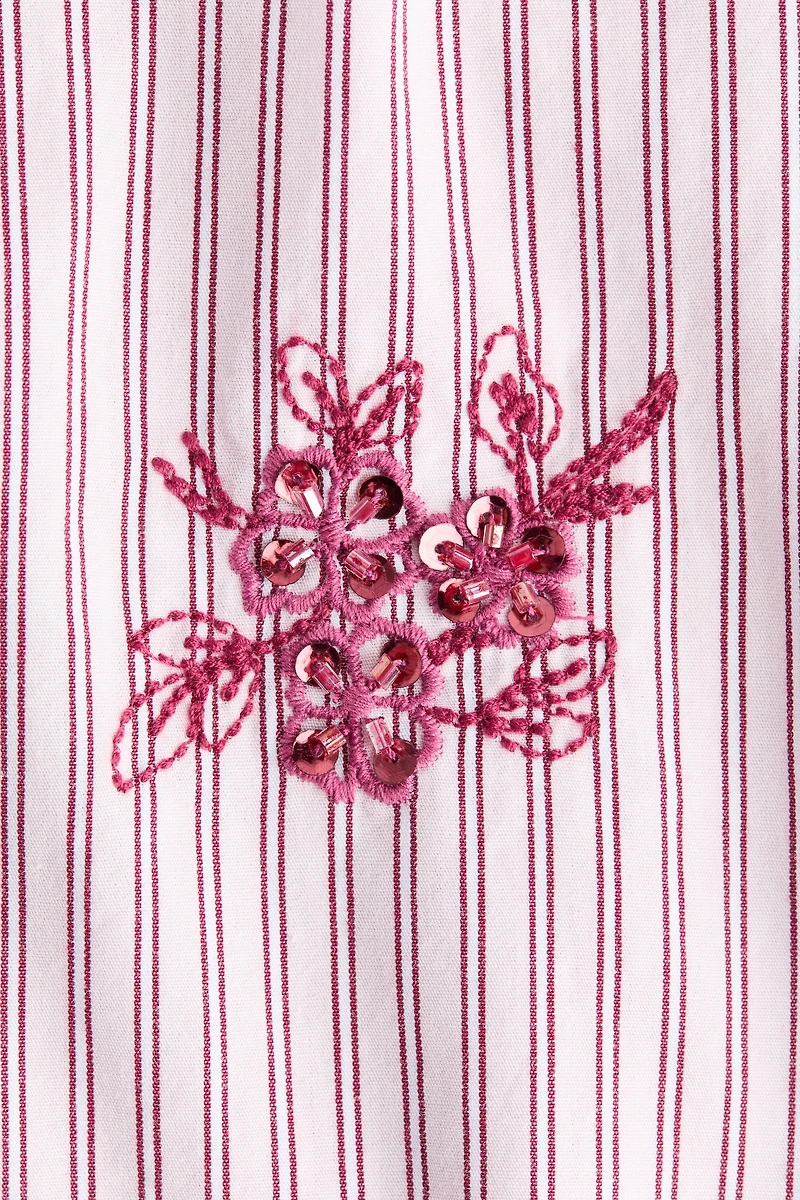 Embellished Cotton Poplin Pajama Shorts