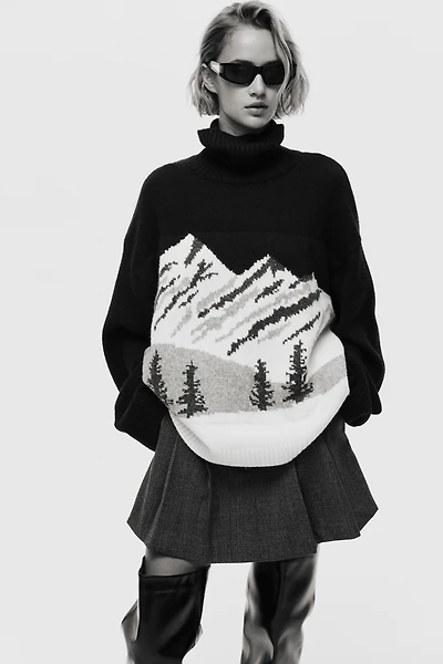 Jacquard-Knit Turtleneck Sweater