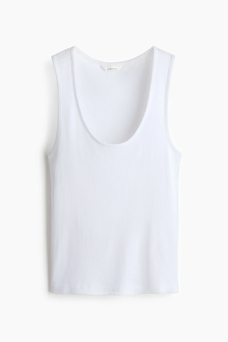 Silk-Blend Ribbed Tank Top