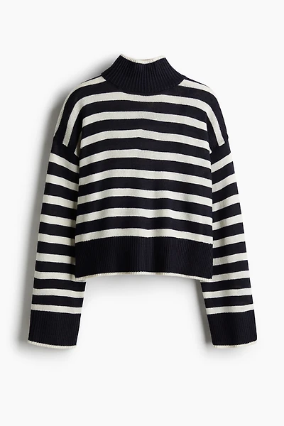 Fine-Knit Mock Turtleneck Sweater