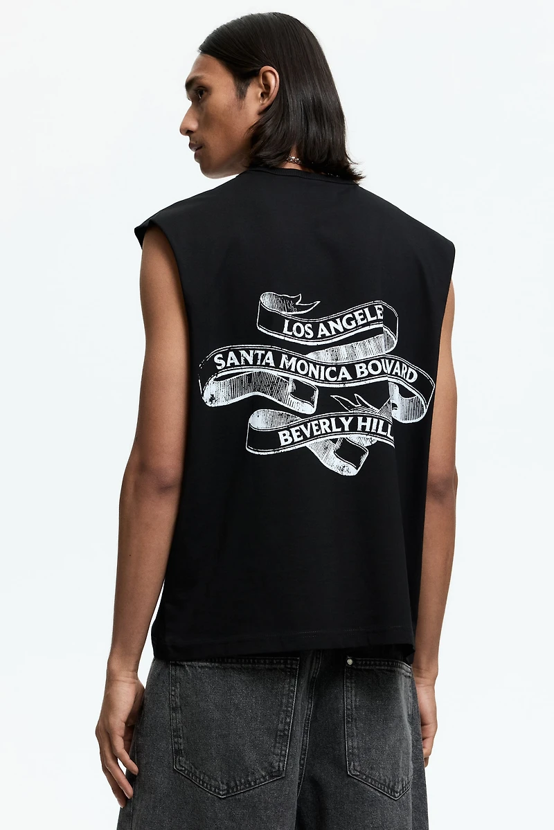 Loose-Fit Printed Sleeveless T-Shirt