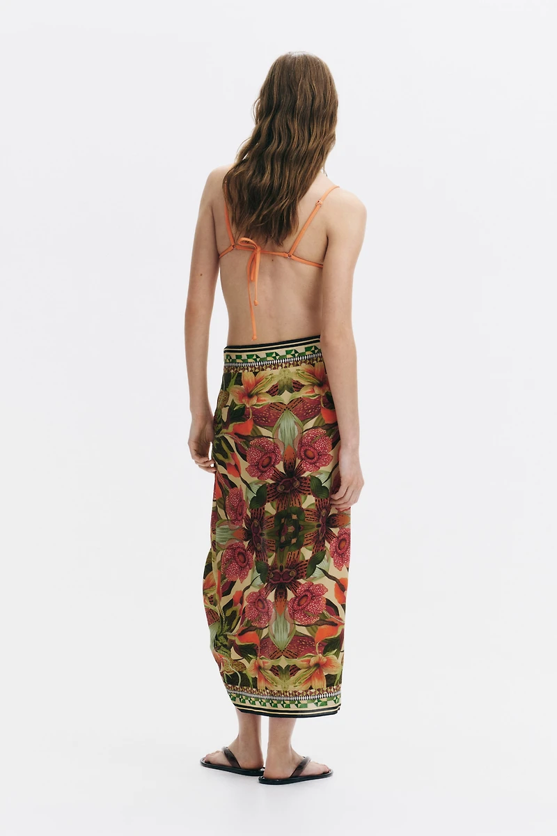 Draped-Detail Midi Skirt