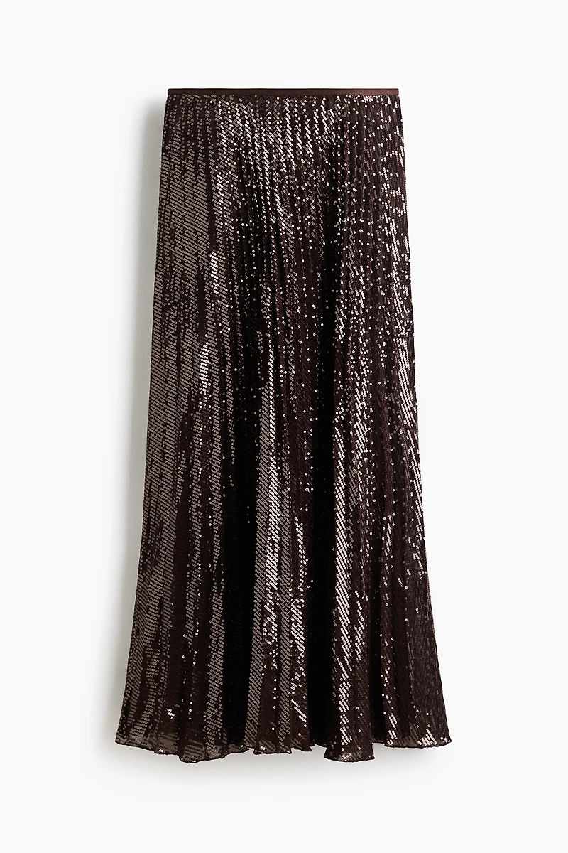 Sequined Plissé Skirt