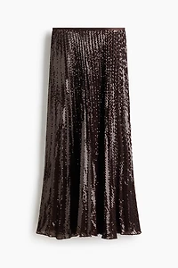 Sequined Plissé Skirt