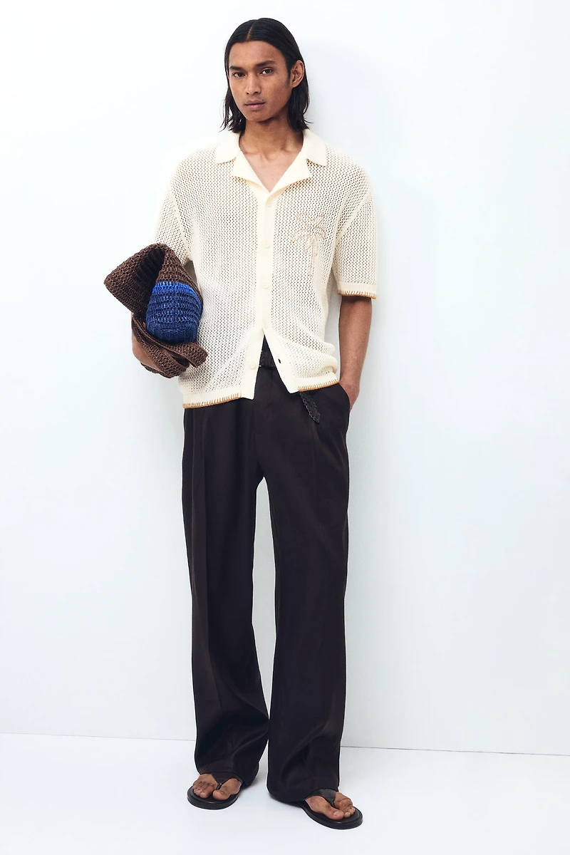 Relaxed-Fit Open-Knit Resort Shirt