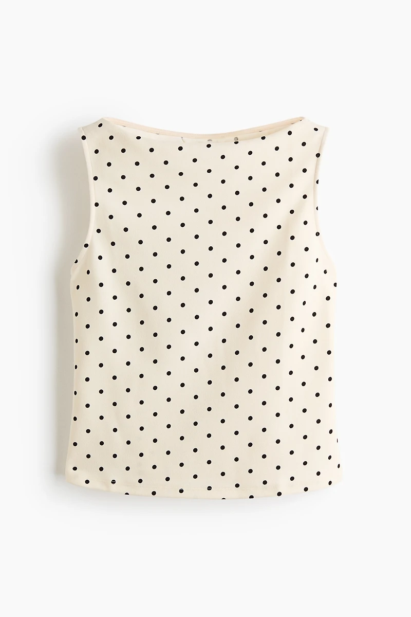 Printed Boat-Neck Top
