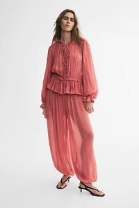 Pantalon froissé en viscose