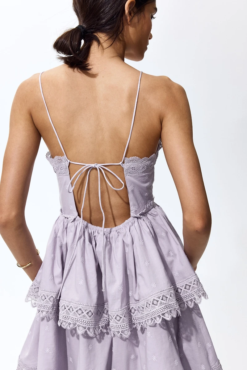 Lace-Trimmed Cotton Dress