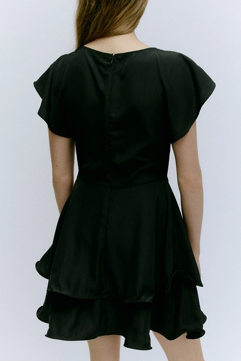 Tiered Boat-Neck Dress