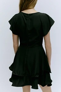 Tiered Boat-Neck Dress