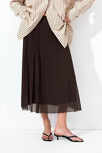 Pleated Mesh Skirt