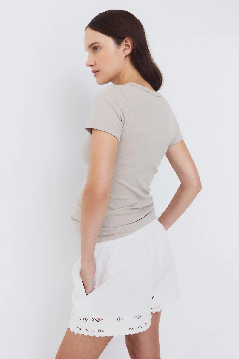 MAMA Ribbed Jersey T-Shirt