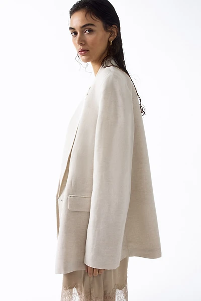 Veston à fermeture croisée en lin mélangé