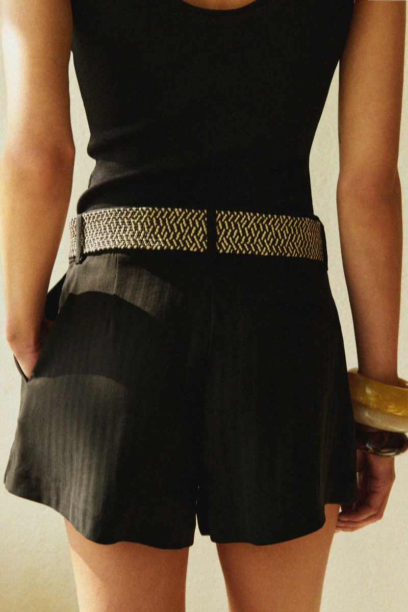 Belted Twill Shorts