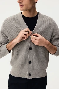 Relaxed-Fit Rib-Knit Cardigan