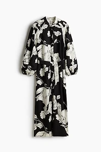 Robe en lin mélangé avec ceinture à nouer