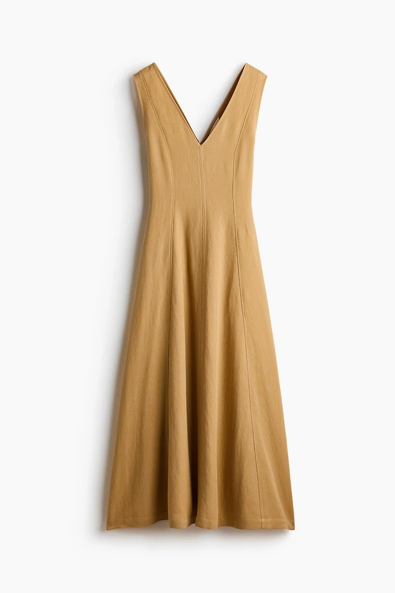 Viscose-Blend Dress with Flared Skirt
