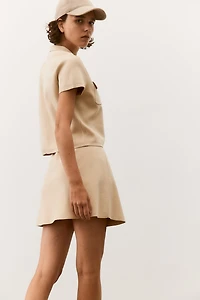 Button-Front Fine-Knit Skirt