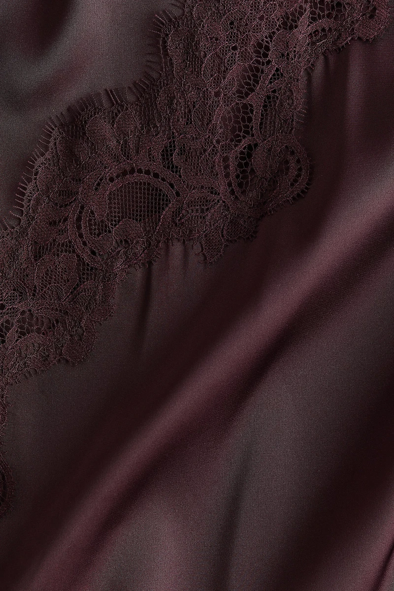 Lace-Trimmed Satin Nightgown