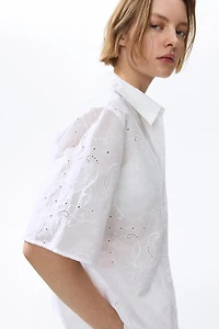 Oversized Eyelet-Embroidered Shirt