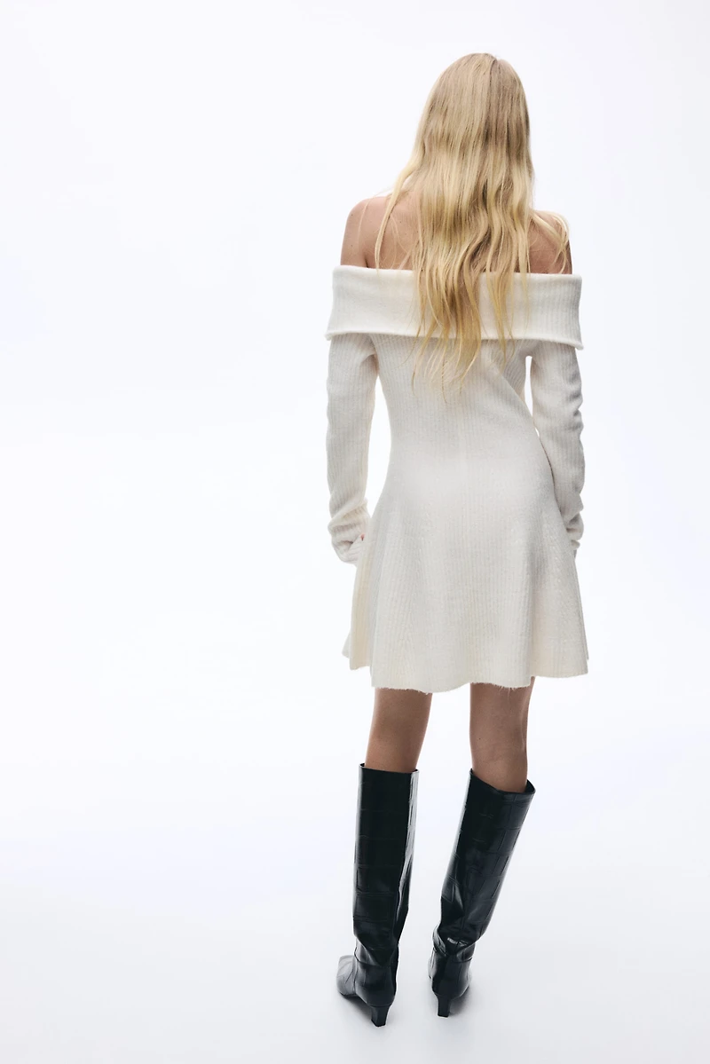 Rib-Knit Off-the-Shoulder Dress