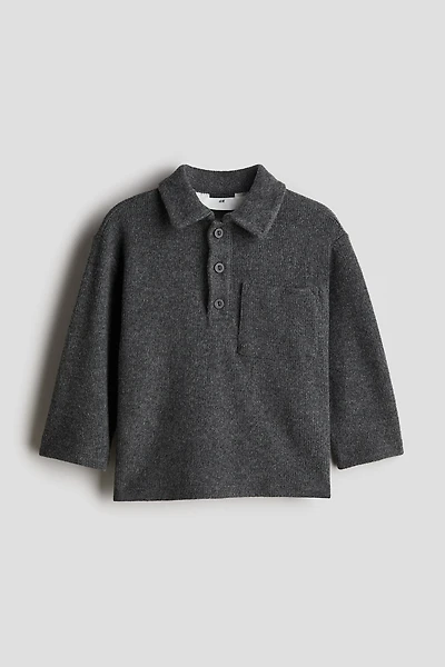 Rib-Knit Polo Shirt