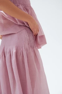 Pintucked Ramie Skirt