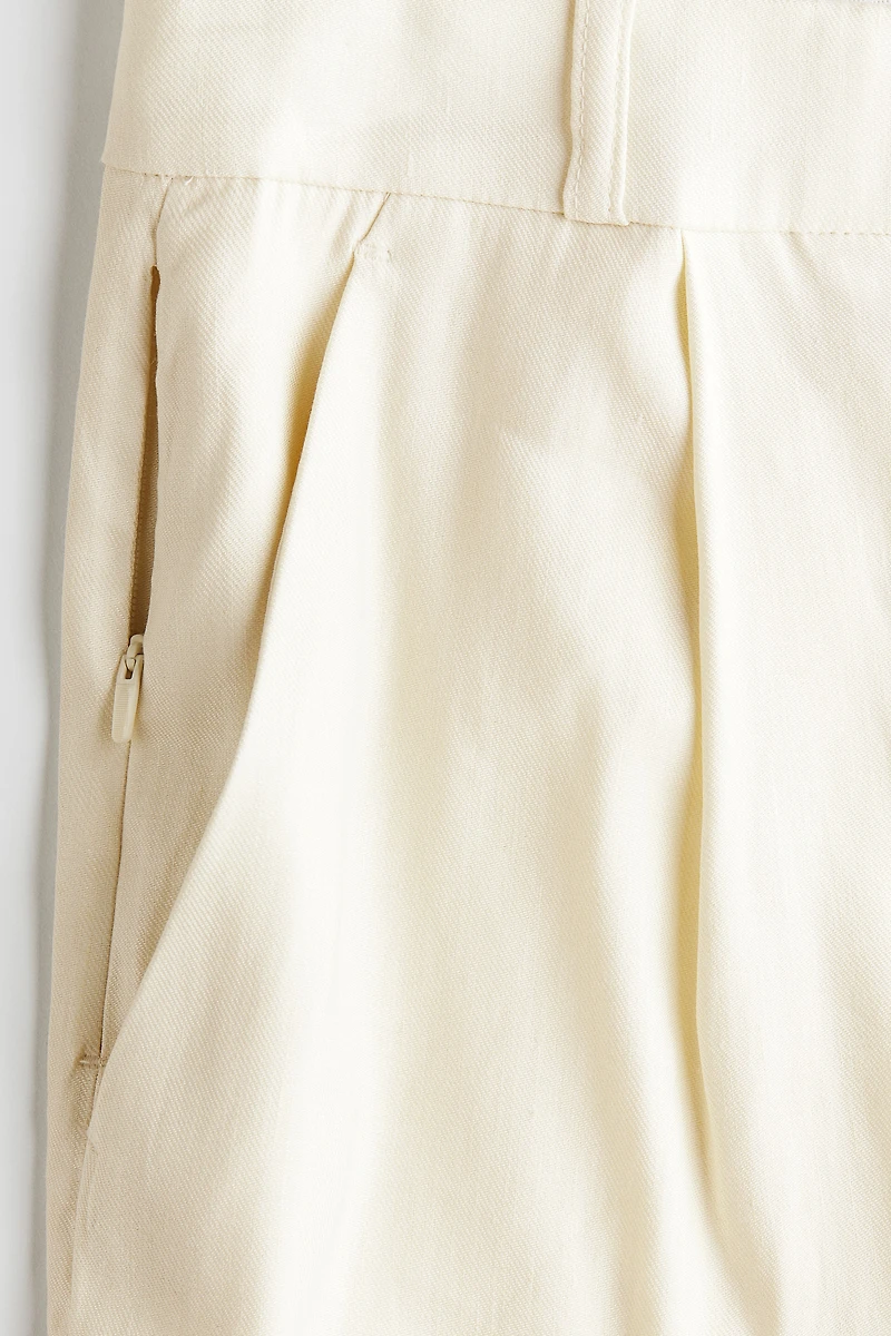 Wide-Leg Linen-Blend Dress Pants