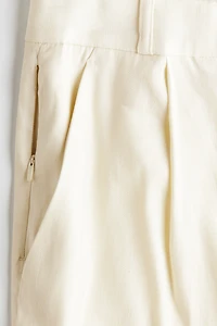 Wide-Leg Linen-Blend Dress Pants
