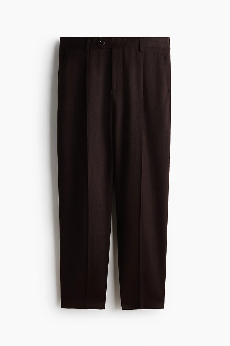 Regular-Fit Tailored Linen-Blend Pants