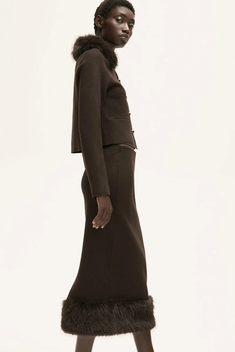 Jupe droite en tricot fin