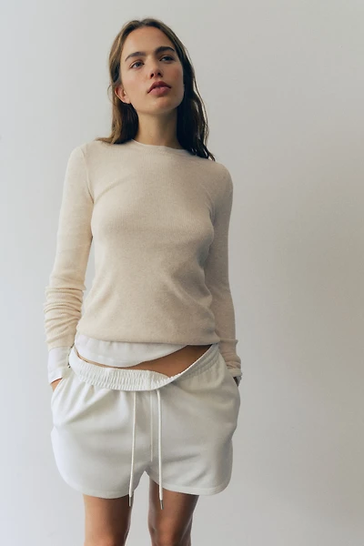 Rib-Knit Long-Sleeved Top