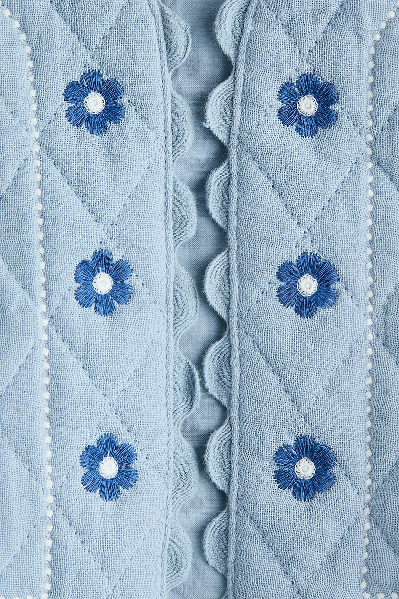 Embroidered-Detail Muslin Vest