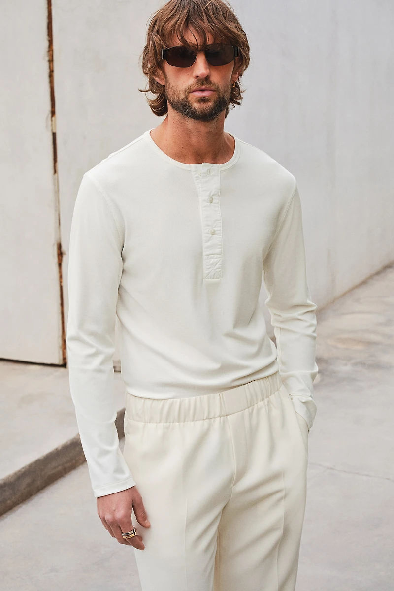 Slim-Fit Ribbed Jersey Shirt