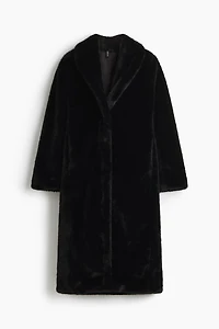Fluffy Coat with Shawl Collar