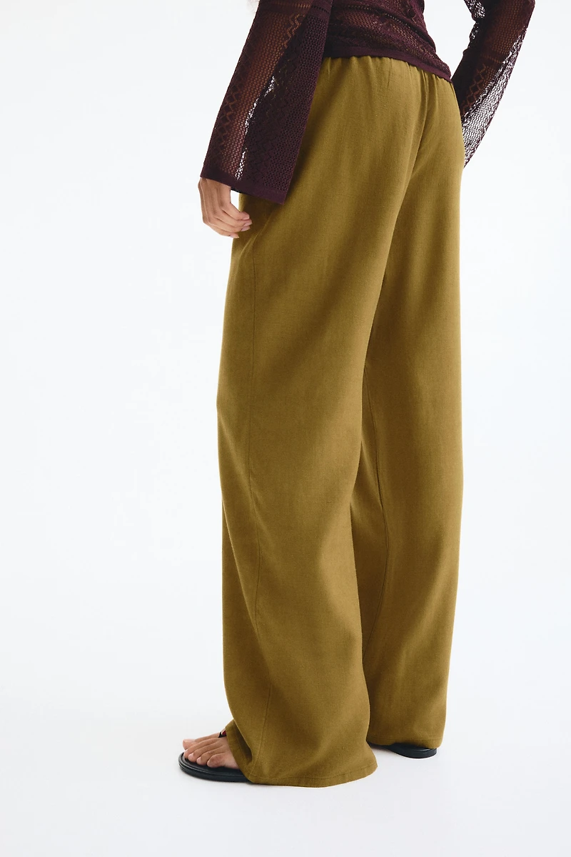Linen-Blend Drawstring Pants