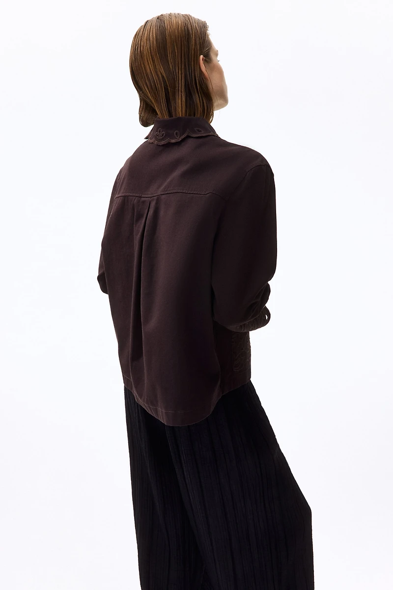 Twill Jacket with Eyelet Embroidery