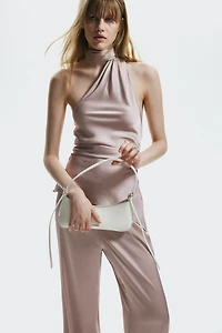 Scarf-Collar One-Shoulder Top