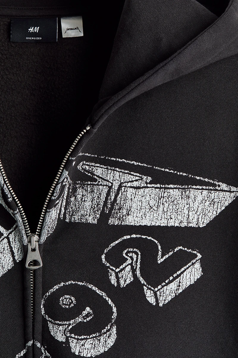 Oversized Printed Hooded Jacket