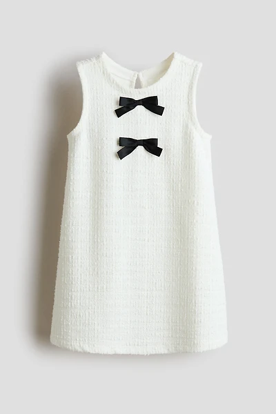 Bow-Detail Bouclé-Weave Dress