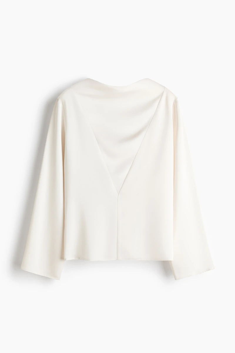 Cowl-Neck Satin Blouse