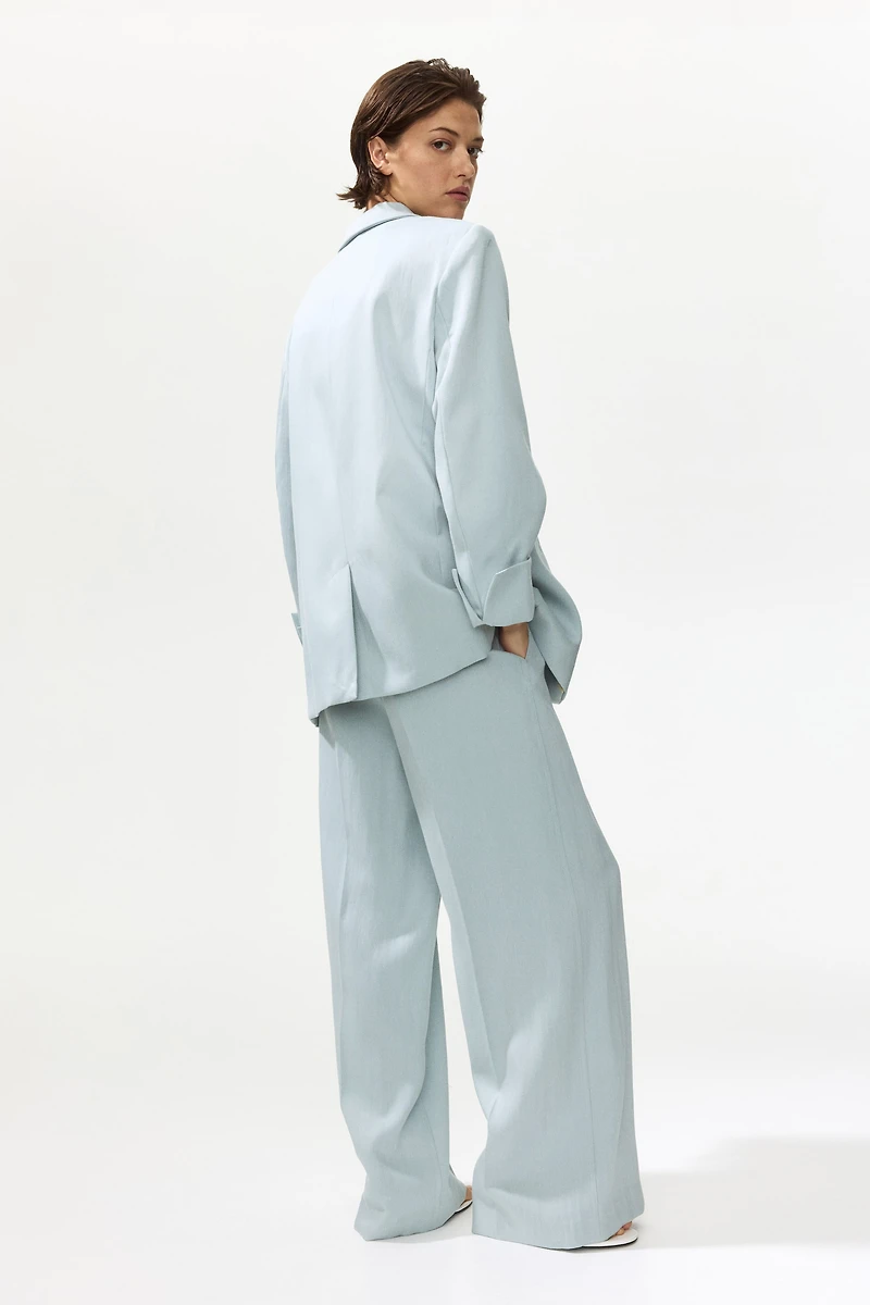 Wide-Leg Linen-Blend Pants