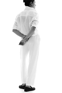 Pantalon en lin mélangé avec cordon de serrage