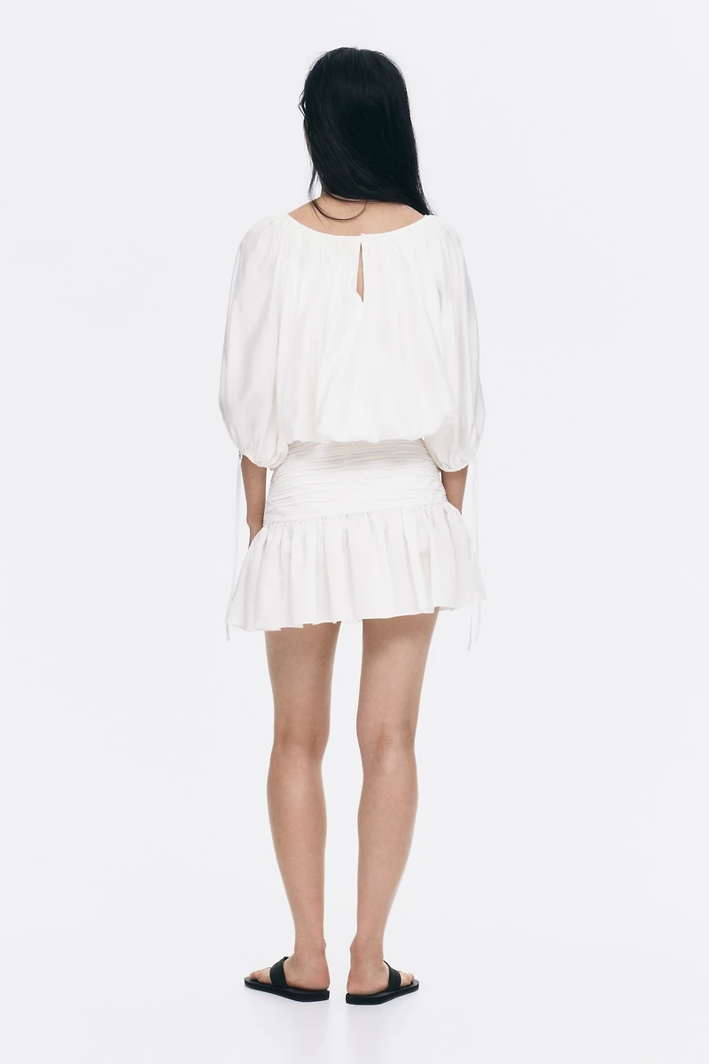 Ruched-Waist Mini Skirt