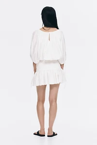 Ruched-Waist Mini Skirt