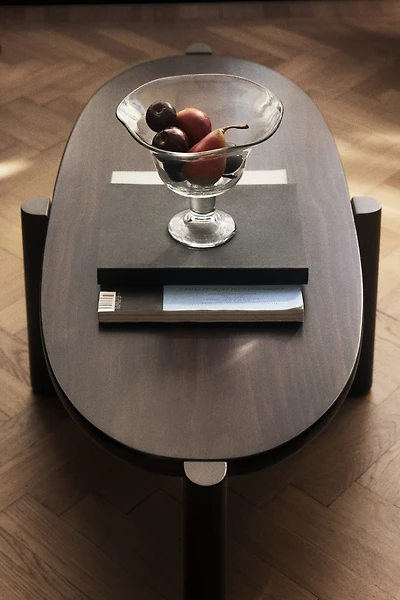 Footed Irregular-Shaped Glass Serving Bowl