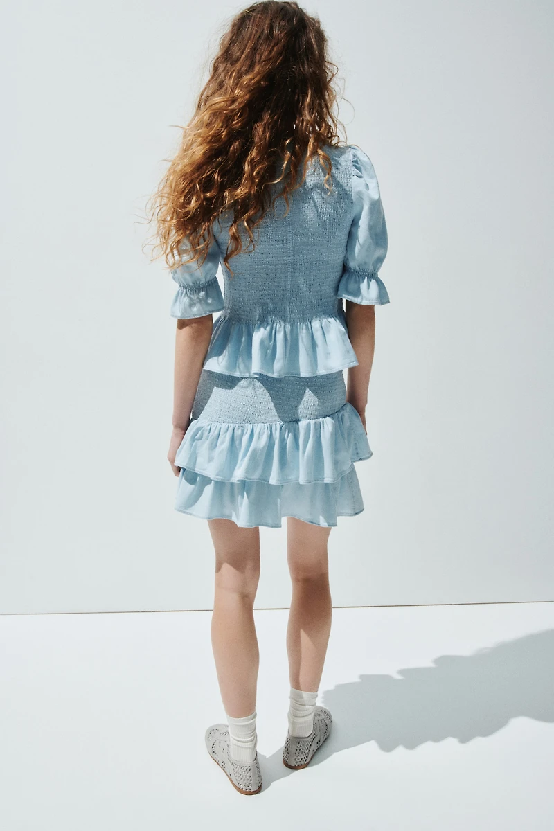 Blouse à nid d'abeille en denim