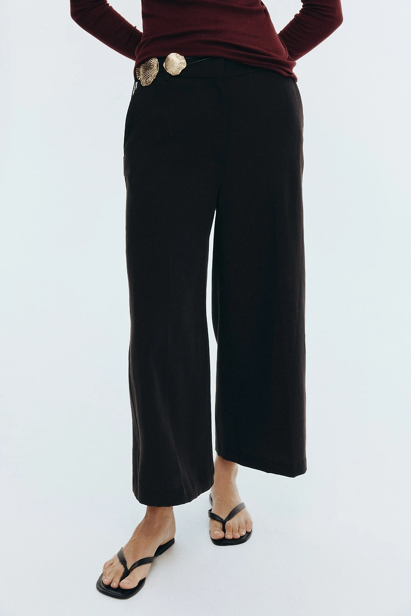 Wide-Leg Ankle-Length Pants